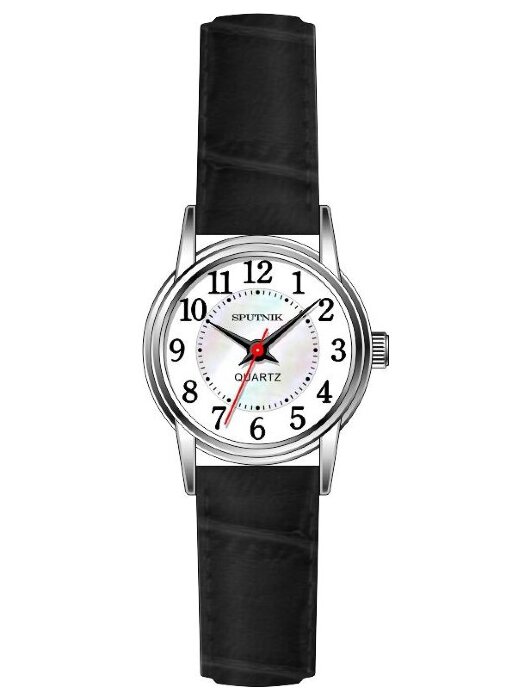 Наручные часы Спутник Л-201350-1 (бел.+перл.) черный рем