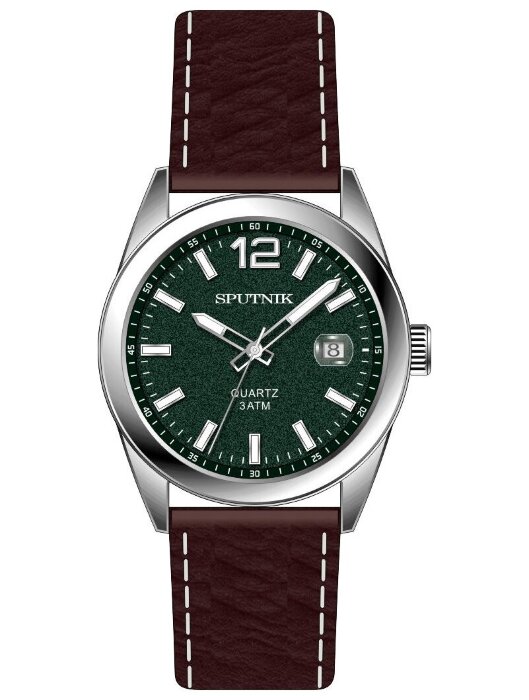 Наручные часы Спутник М-400991 Н -1 (зеленый) календ.кож.рем