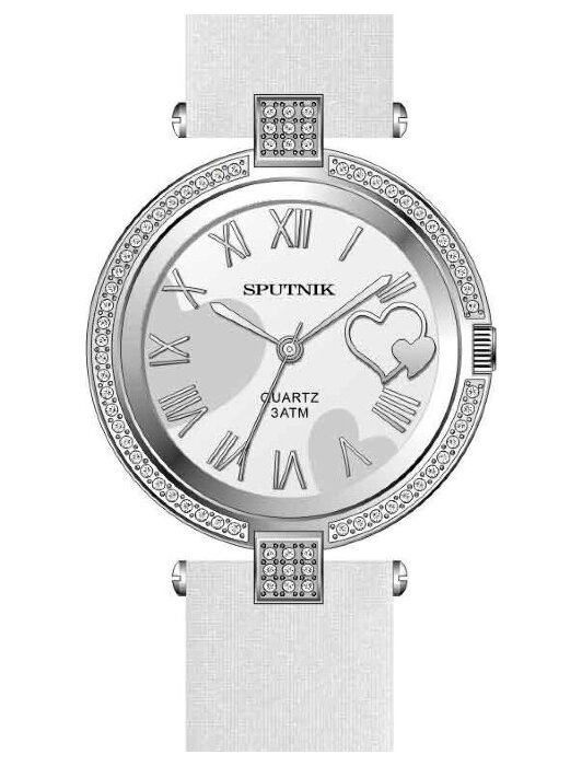 Наручные часы Спутник Л-300371-1 (сталь) белый рем